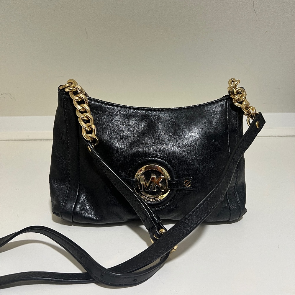 Michael Kors black leather crossbody bag